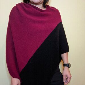 Wine and Black color Poncho